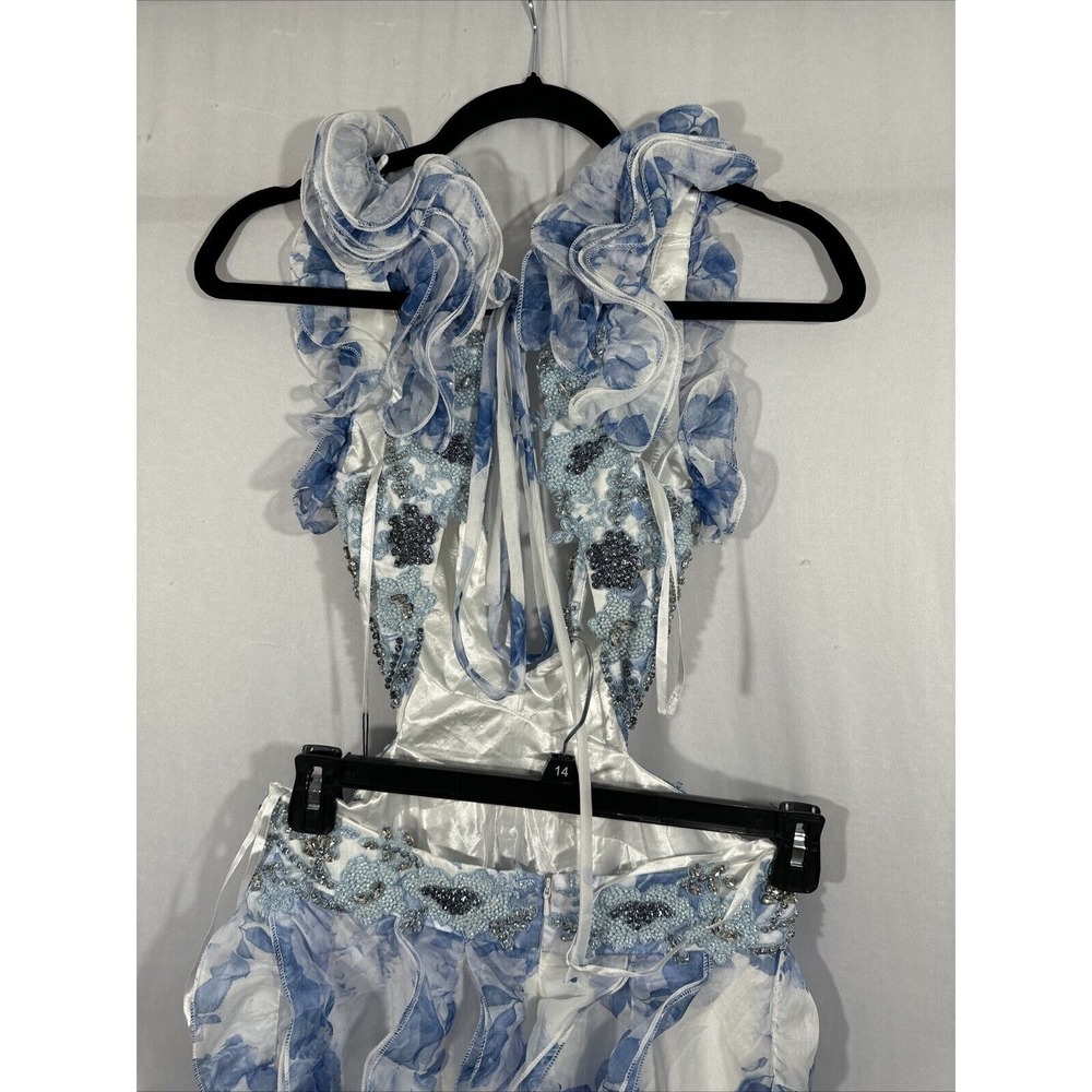 NWT Mac Duggal [ 6 ] 2220 Ruffle Tiered Cap Sleeve Cut Out‎ Open Back Gown J1597 - Picture 8 of 15